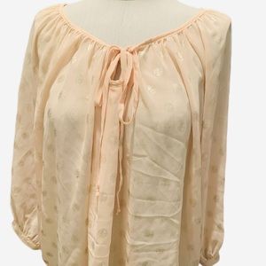 EZRA🤩fits MED-LARGE! Cute Nude-Gold Chiffon Top